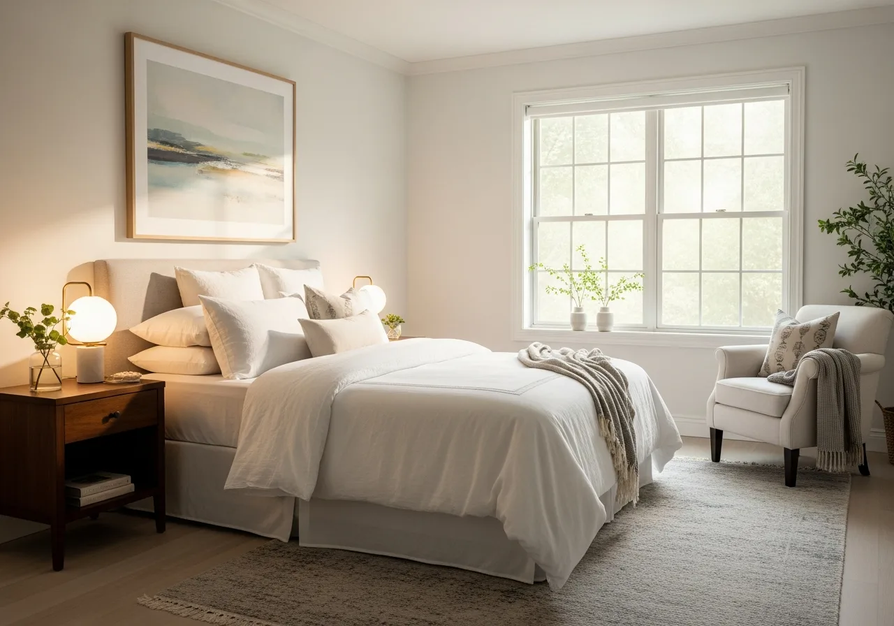 Comfortable furnished bedroom by Q Street Properties